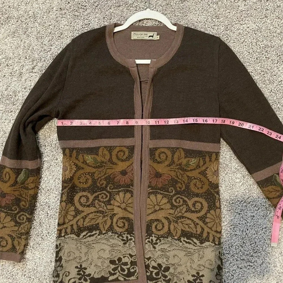 Peruvian Link Cardigan Sweater Womens Small Brown Alpaca Open Front - Picture 7 of 8